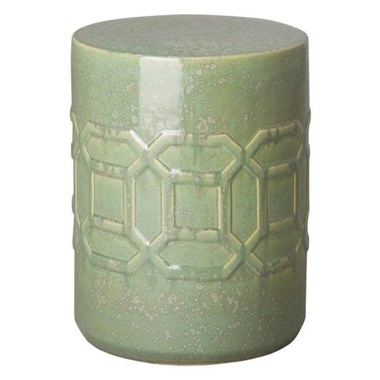 18 in. Axton Ceramic Outdoor Garden Stool-Garden Stools-Emissary-Green Speckle-LOOMLAN