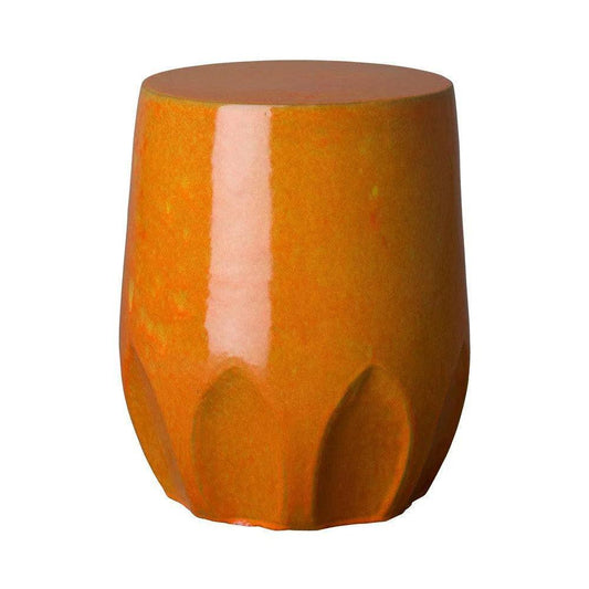 18 in. Calyx Ceramic Outdoor Garden Stool-Garden Stools-Emissary-Bright Orange-LOOMLAN