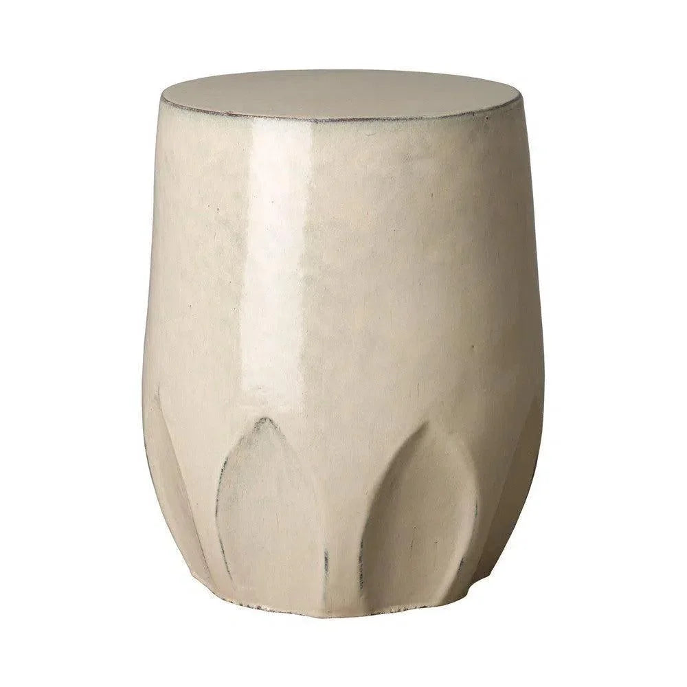 18 in. Calyx Ceramic Outdoor Garden Stool-Garden Stools-Emissary-Cream-LOOMLAN