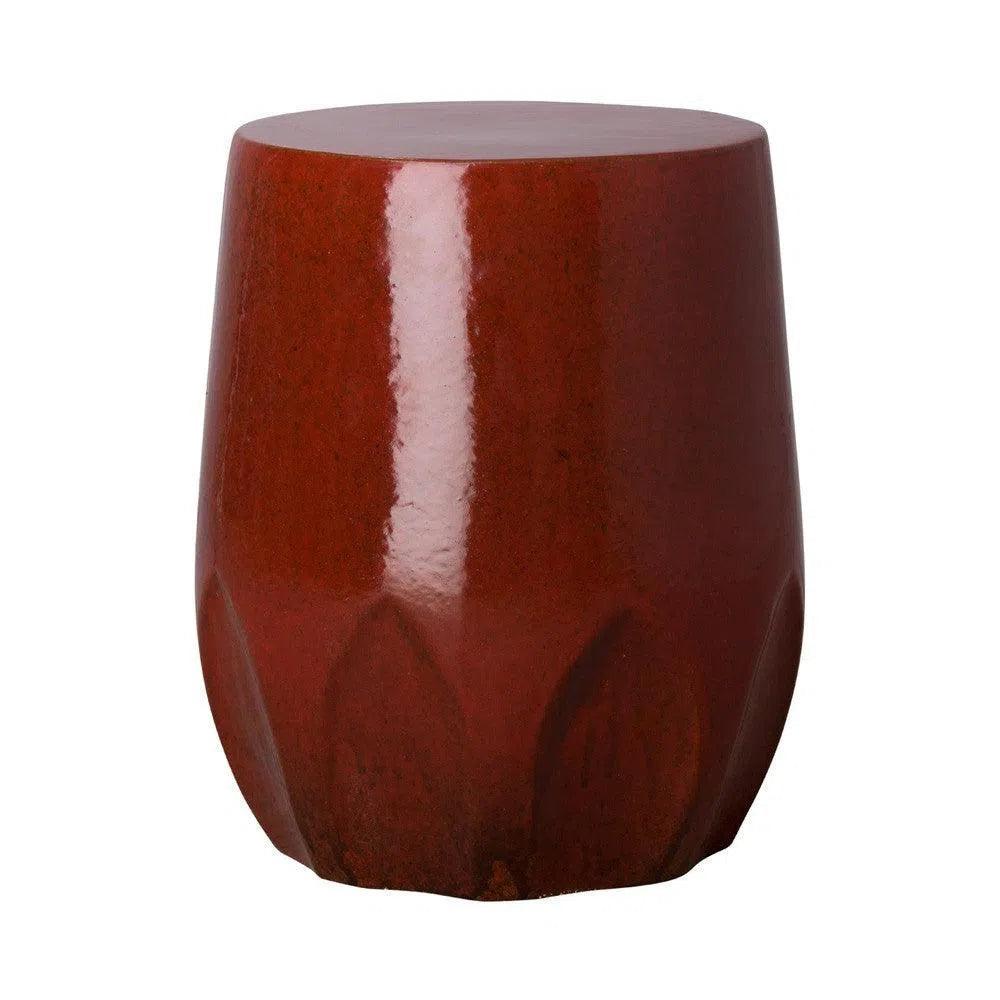 18 in. Calyx Ceramic Outdoor Garden Stool-Garden Stools-Emissary-Tropical Red-LOOMLAN