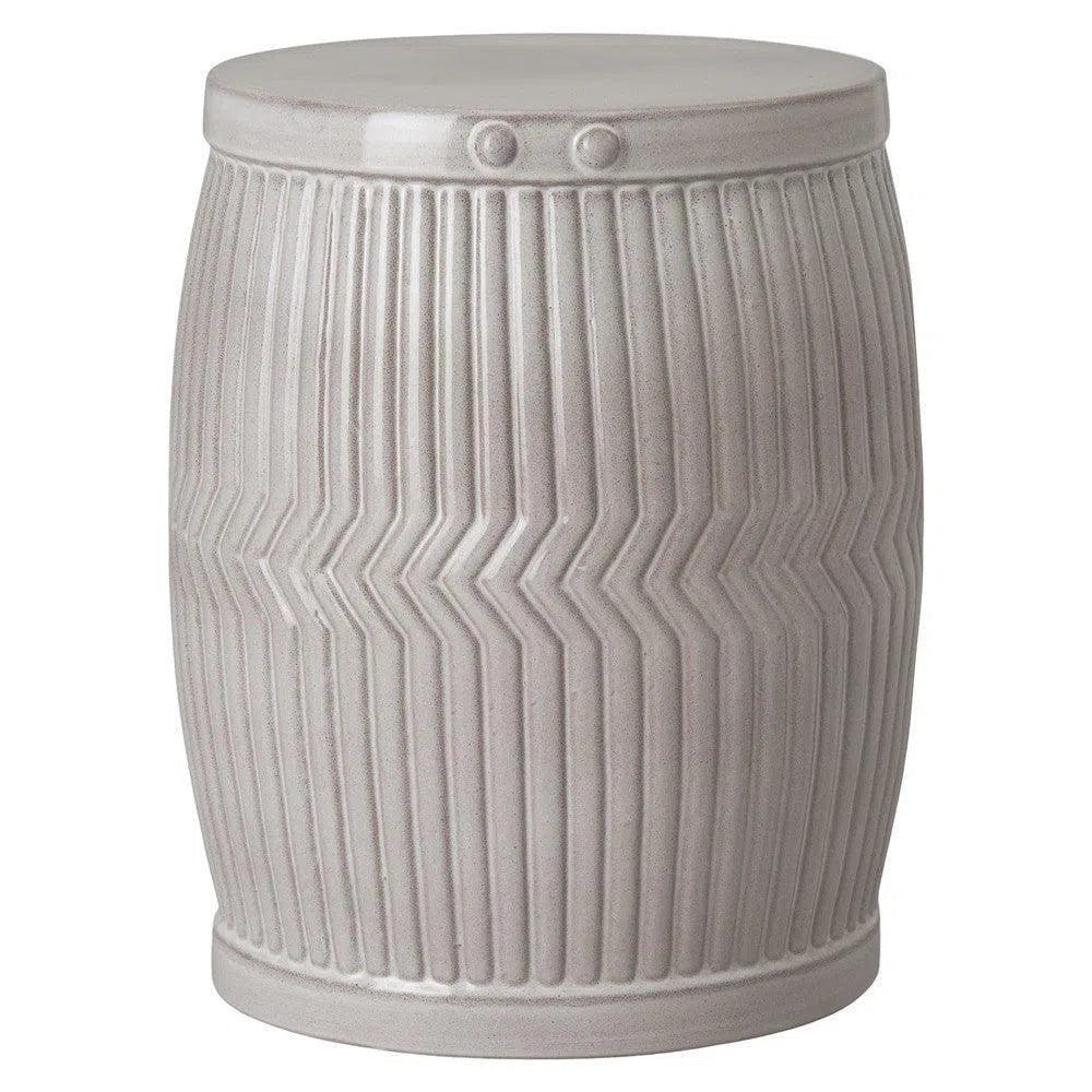 18 in. Dolly Tub Gray Ceramic Outdoor Garden Stool-Garden Stools-Emissary-LOOMLAN