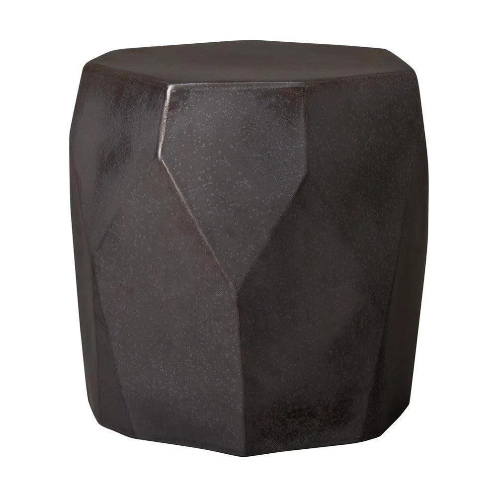 18 in. Facet Ceramic Garden Stool-Garden Stools-Emissary-Gunmetal-LOOMLAN