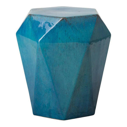 18 in. Hex Facet Ceramic Outdoor Garden Stool-Garden Stools-Emissary-LOOMLAN