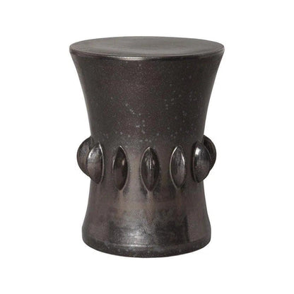 18 in. Jewel Ceramic Outdoor Garden Stool-Garden Stools-Emissary-Gunmetal-LOOMLAN
