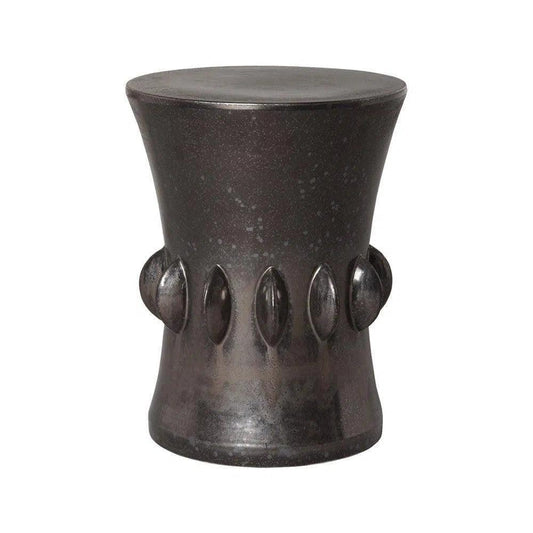 18 in. Jewel Ceramic Outdoor Garden Stool-Garden Stools-Emissary-Gunmetal-LOOMLAN
