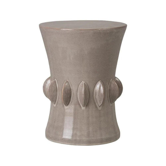 18 in. Jewel Ceramic Outdoor Garden Stool-Garden Stools-Emissary-Light Gray-LOOMLAN
