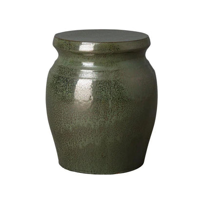 18 in. Koji Ceramic Outdoor Garden Stool Side Table-Garden Stools-Emissary-Metallic Green-LOOMLAN