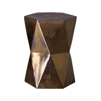 18 in. Matrix Hexagon Ceramic Outdoor Garden Stool-Garden Stools-Emissary-Gold-LOOMLAN