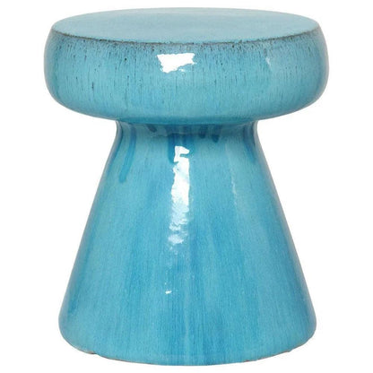 18 in. Mushroom Ceramic Outdoor Garden Stool-Garden Stools-Emissary-Blue-LOOMLAN