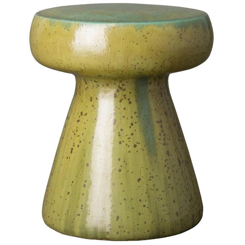 18 in. Mushroom Ceramic Outdoor Garden Stool-Garden Stools-Emissary-Moss-LOOMLAN