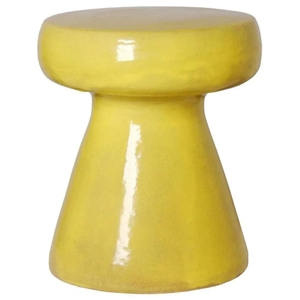 18 in. Mushroom Ceramic Outdoor Garden Stool-Garden Stools-Emissary-Mustard Yellow-LOOMLAN