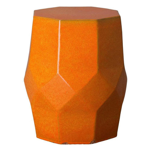 18 in. Octagon Matrix Ceramic Outdoor Garden Stool-Garden Stools-Emissary-Bright Orange-LOOMLAN