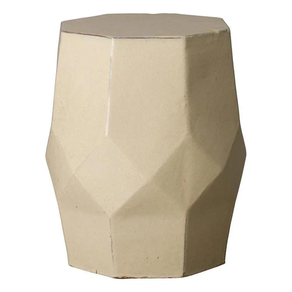 18 in. Octagon Matrix Ceramic Outdoor Garden Stool-Garden Stools-Emissary-Cream-LOOMLAN