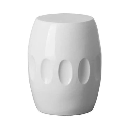 18 in. Orion Ceramic Outdoor Garden Stool-Garden Stools-Emissary-White-LOOMLAN