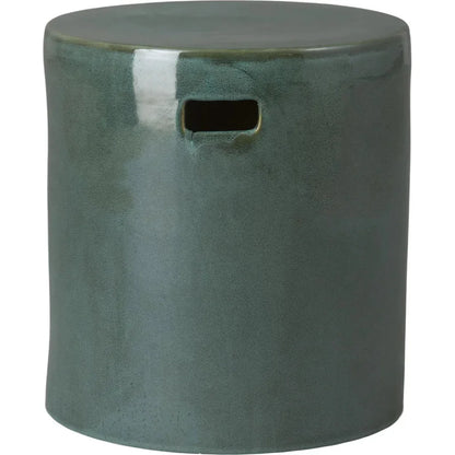 18 in. Round White Ceramic Outdoor Garden Stool-Garden Stools-Emissary-Green Kelp-LOOMLAN