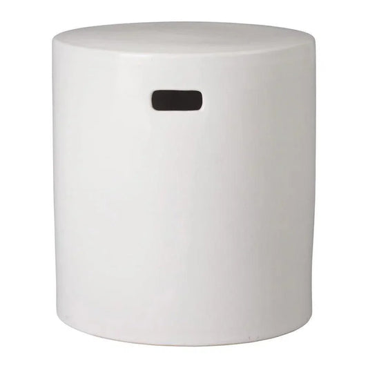 18 in. Round White Ceramic Outdoor Garden Stool-Garden Stools-Emissary-White-LOOMLAN