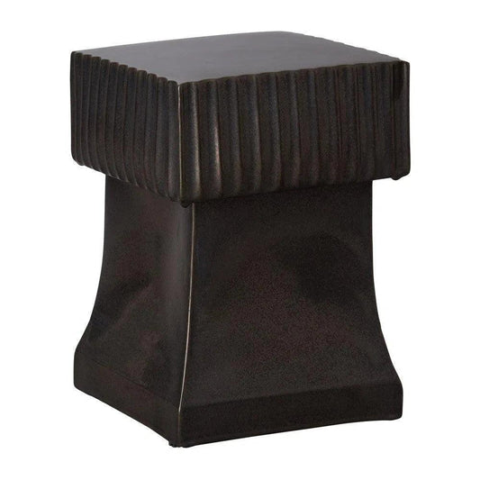 18 in. Square Alex Ceramic Outdoor Garden Stool-Garden Stools-Emissary-Gunmetal-LOOMLAN