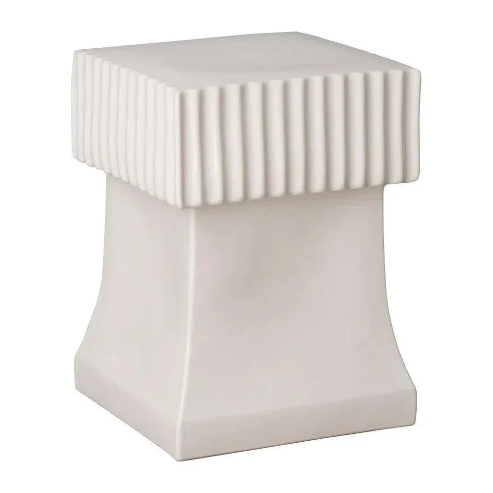 18 in. Square Alex Ceramic Outdoor Garden Stool-Garden Stools-Emissary-White-LOOMLAN