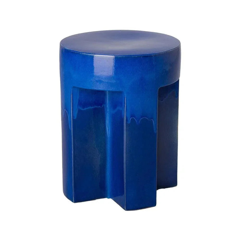 18 in. TX Ceramic Outdoor Garden Stool-Garden Stools-Emissary-Blue-LOOMLAN