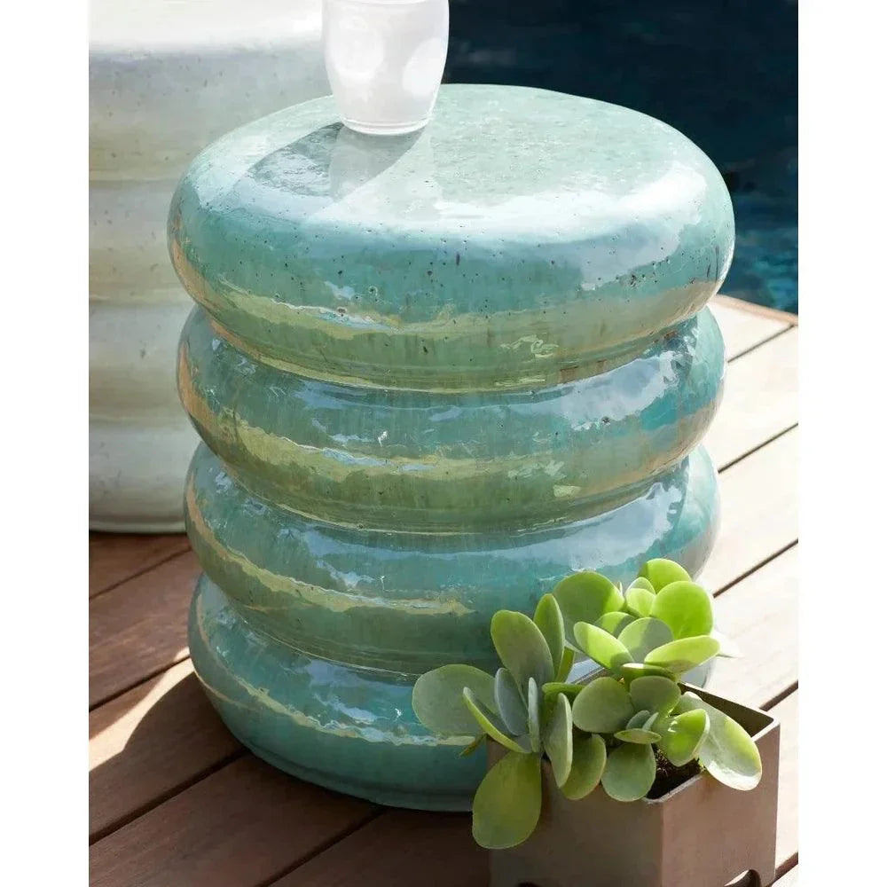 18 in. Torus Ceramic Outdoor Garden Stool-Garden Stools-Emissary-LOOMLAN