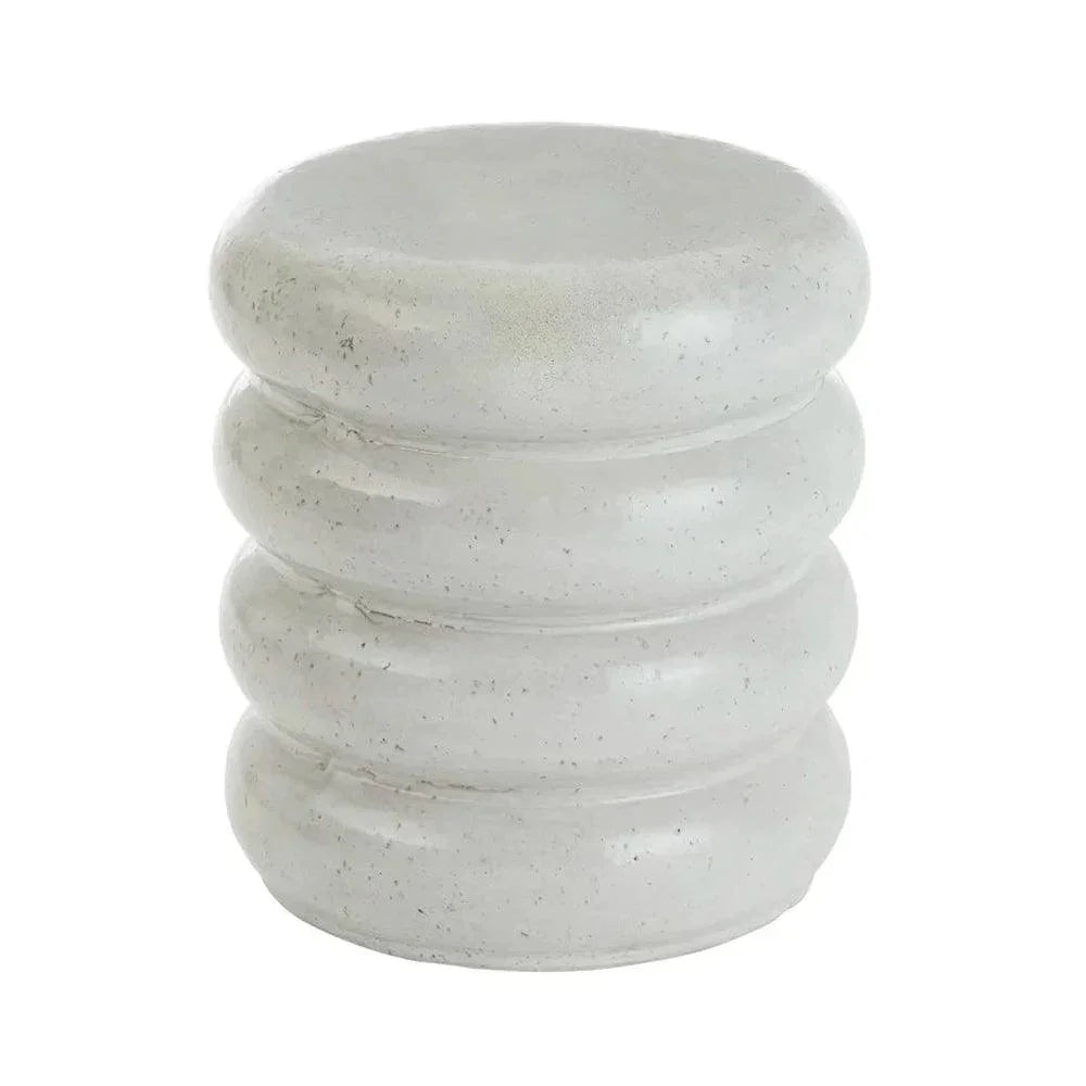 18 in. Torus Ceramic Outdoor Garden Stool-Garden Stools-Emissary-Distressed White-LOOMLAN