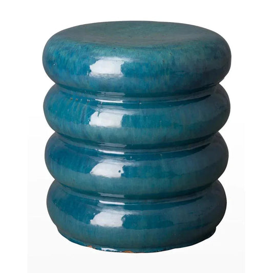 18 in. Torus Ceramic Outdoor Garden Stool-Garden Stools-Emissary-Teal-LOOMLAN