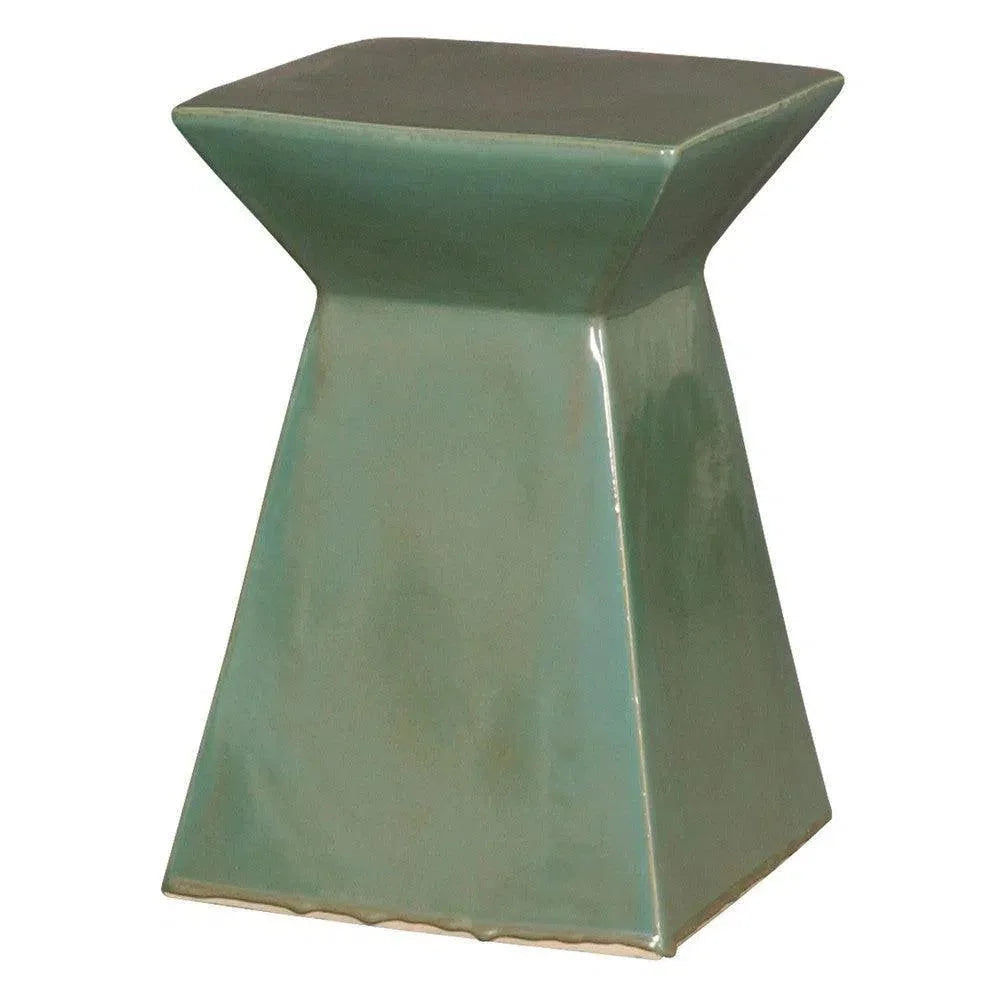 18 in. Upright Ceramic Outdoor Garden Stool-Garden Stools-Emissary-Green-LOOMLAN