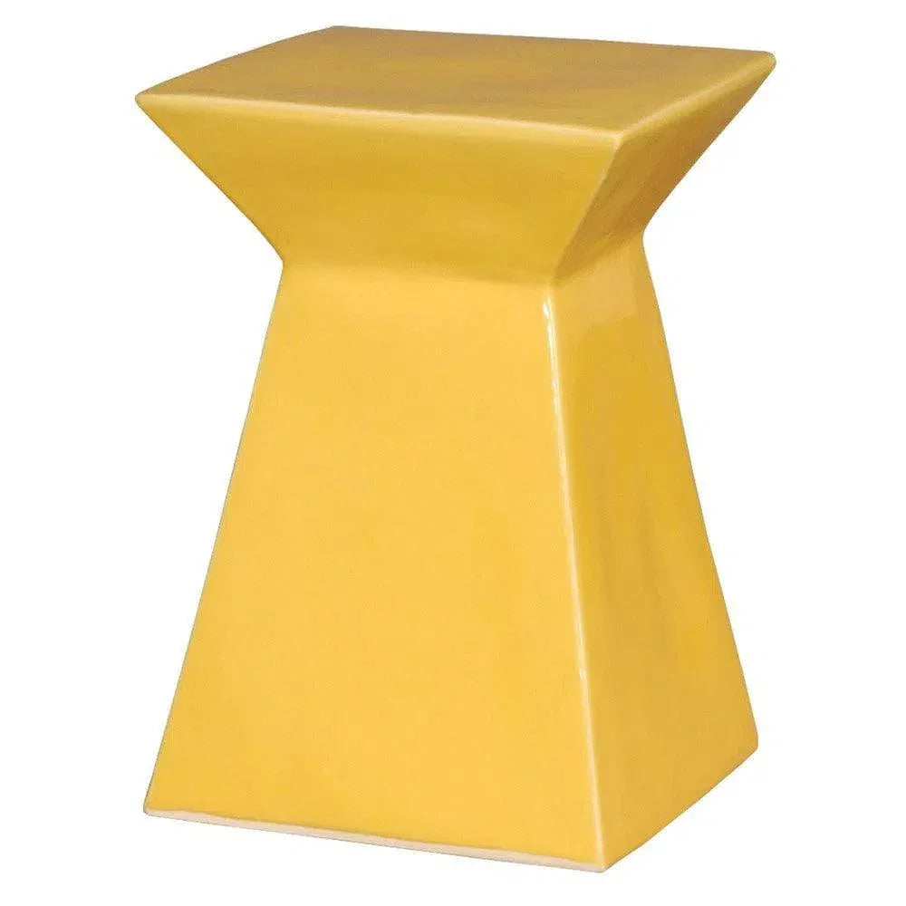 18 in. Upright Ceramic Outdoor Garden Stool-Garden Stools-Emissary-Sun Yellow-LOOMLAN