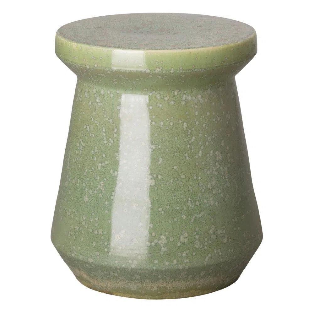 18 in. Vic Ceramic Outdoor Garden Stool-Garden Stools-Emissary-Green Speckle-LOOMLAN
