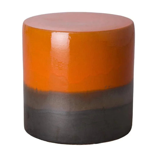 18 in. Wide Two-Tone Ceramic Outdoor Garden Stool-Garden Stools-Emissary-Burnt Orange-LOOMLAN