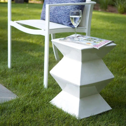 18 in. Zigzag Outdoor Decorative Garden Stool-Garden Stools-Emissary-LOOMLAN
