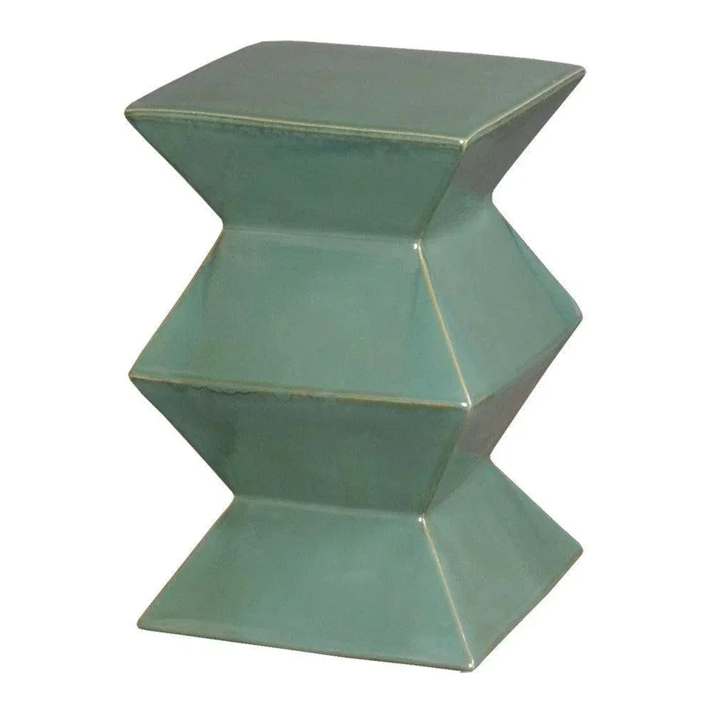 18 in. Zigzag Outdoor Decorative Garden Stool-Garden Stools-Emissary-Green-LOOMLAN