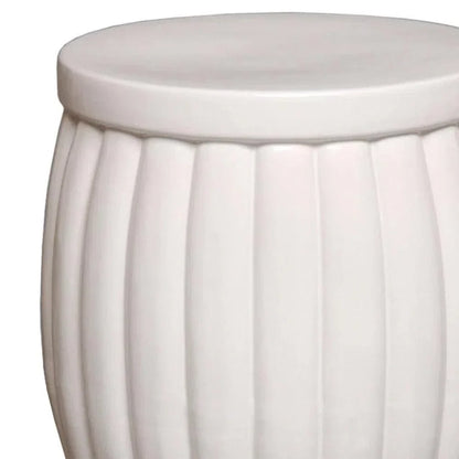18.5 in. Fluted Ceramic Outdoor Garden Stool-Garden Stools-Emissary-LOOMLAN
