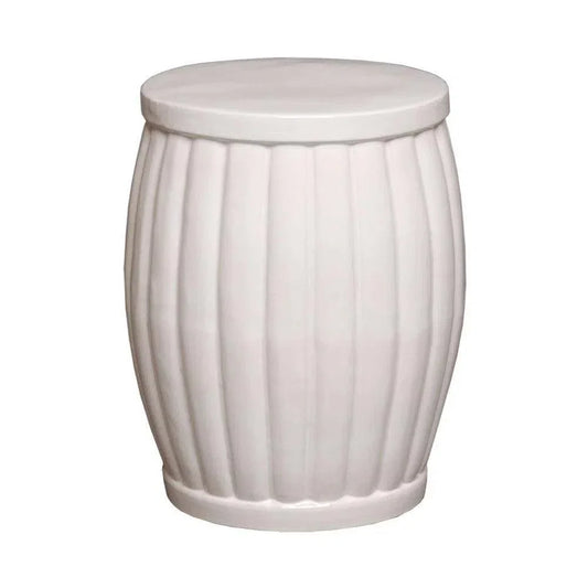 18.5 in. Fluted Ceramic Outdoor Garden Stool-Garden Stools-Emissary-White-LOOMLAN