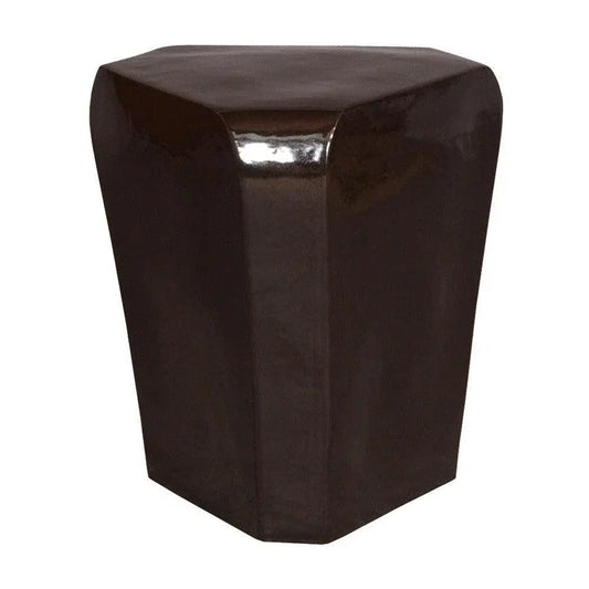 18.5 in. Triangle Ceramic Outdoor Garden Stool-Garden Stools-Emissary-Black-LOOMLAN