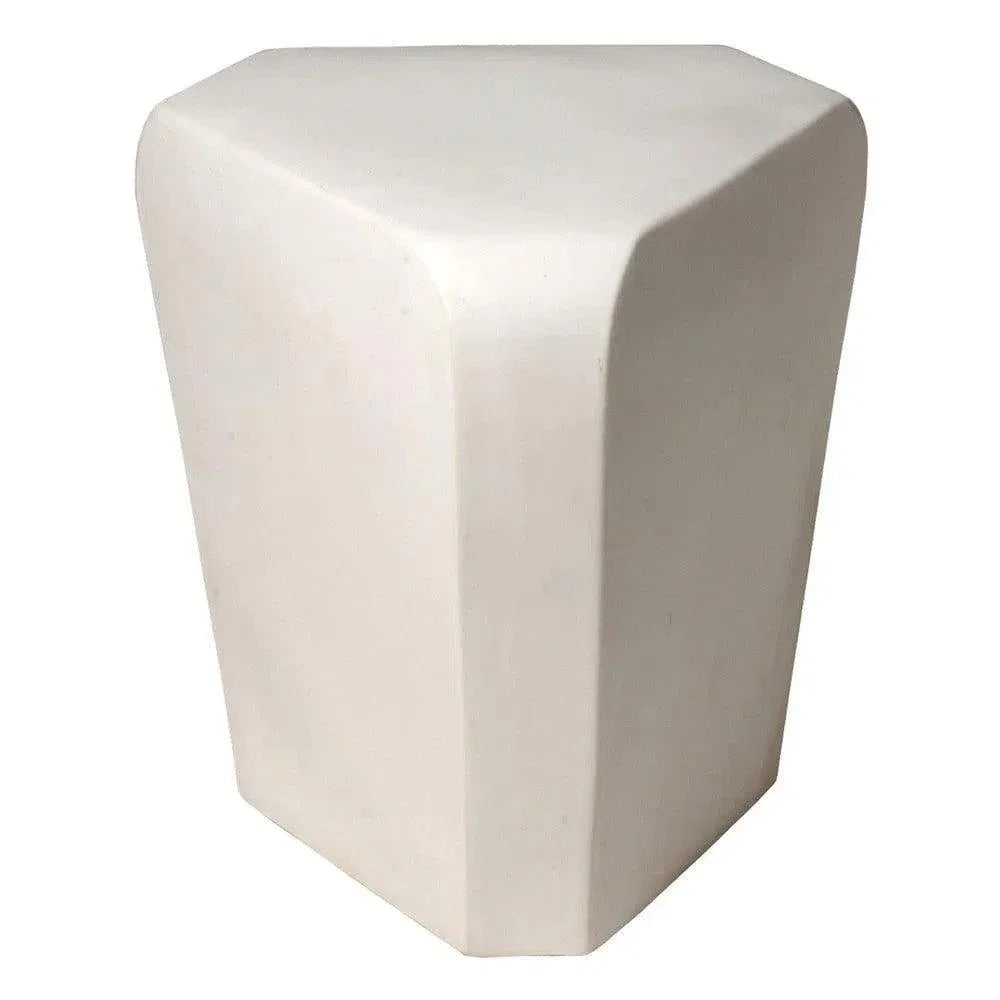18.5 in. Triangle Ceramic Outdoor Garden Stool-Garden Stools-Emissary-Whte-LOOMLAN