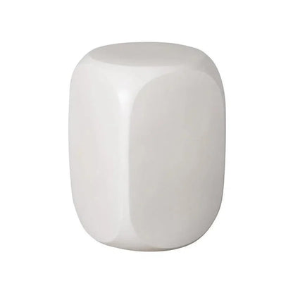 19 in. Dice Ceramic Outdoor Garden Stool-Garden Stools-Emissary-White-LOOMLAN