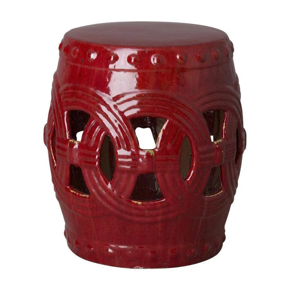19 in. Eternity Ceramic Outdoor Garden Stool-Garden Stools-Emissary-Red-LOOMLAN
