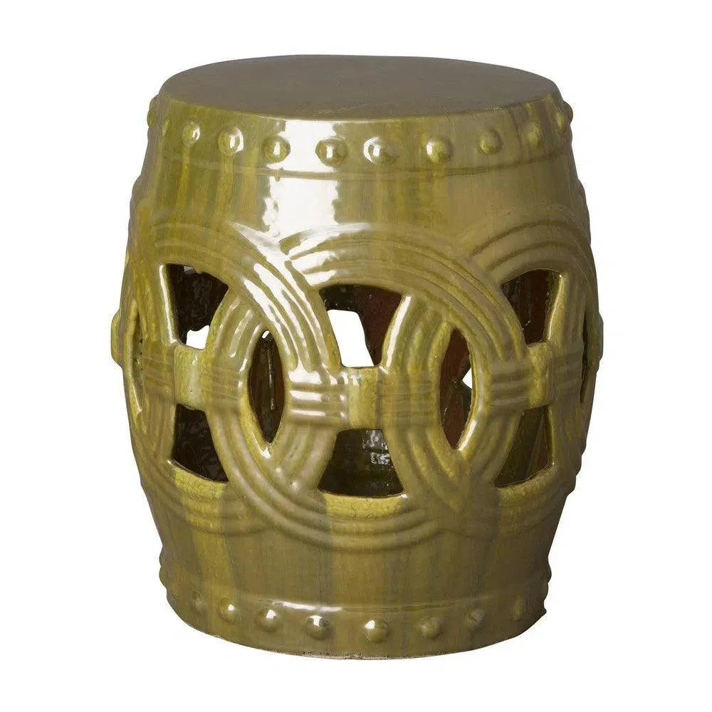 19 in. Eternity Ceramic Outdoor Garden Stool-Garden Stools-Emissary-Tea Green-LOOMLAN