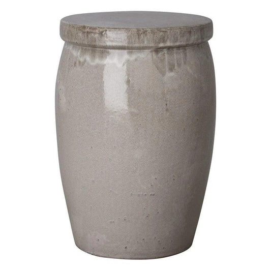 21 in. Drum Too Ceramic Outdoor Garden Stool-Garden Stools-Emissary-Gray-LOOMLAN