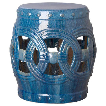 21 in. Eternity Ceramic Outdoor Garden Stool-Garden Stools-Emissary-Marine Blue-LOOMLAN