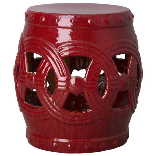 21 in. Eternity Ceramic Outdoor Garden Stool-Garden Stools-Emissary-Red-LOOMLAN