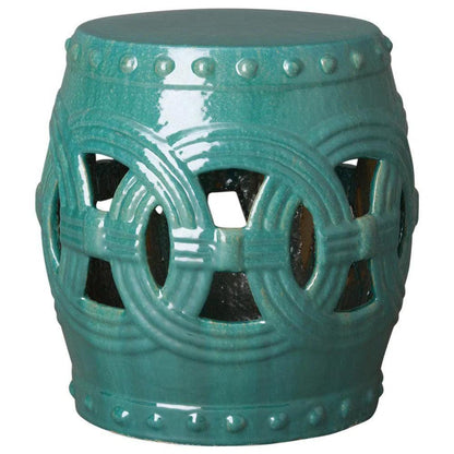 21 in. Eternity Ceramic Outdoor Garden Stool-Garden Stools-Emissary-Teal-LOOMLAN