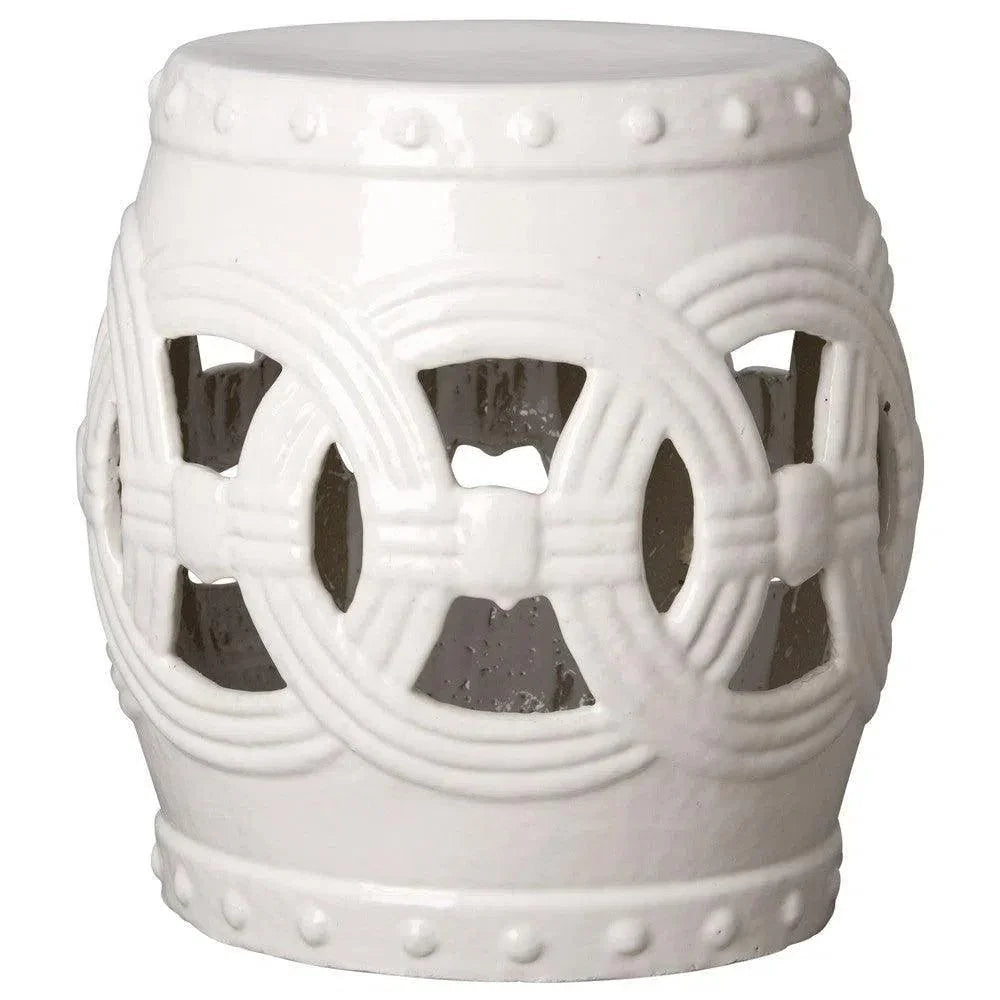 21 in. Eternity Ceramic Outdoor Garden Stool-Garden Stools-Emissary-White-LOOMLAN