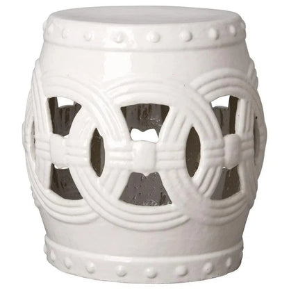 21 in. Eternity Ceramic Outdoor Garden Stool-Garden Stools-Emissary-White-LOOMLAN