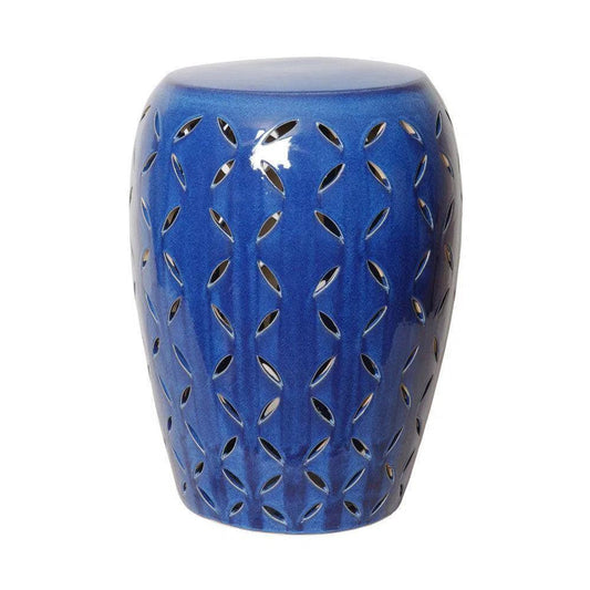 21 in. Lattice Outdoor Decorative Garden Stool-Garden Stools-Emissary-Blue-LOOMLAN
