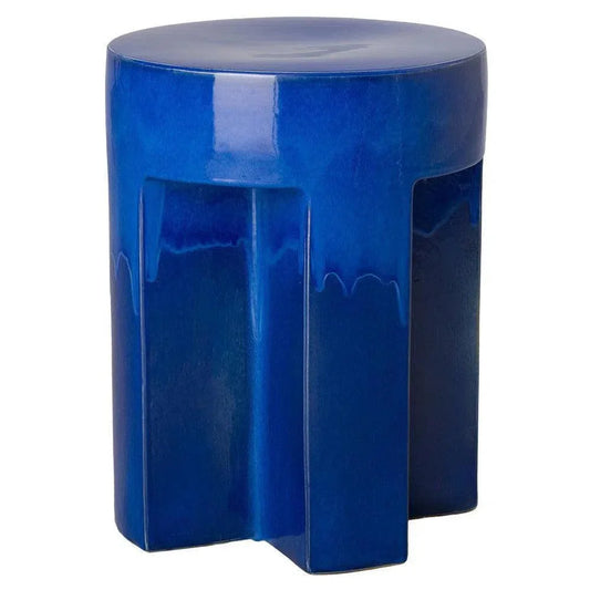 21 in. TX Ceramic Outdoor Garden Stool-Garden Stools-Emissary-Blue-LOOMLAN