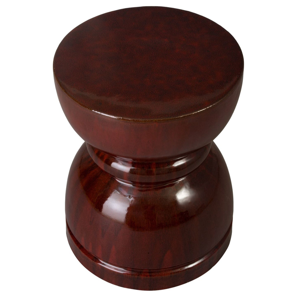 Hourglass Red Ceramic Garden Stool -- view 3