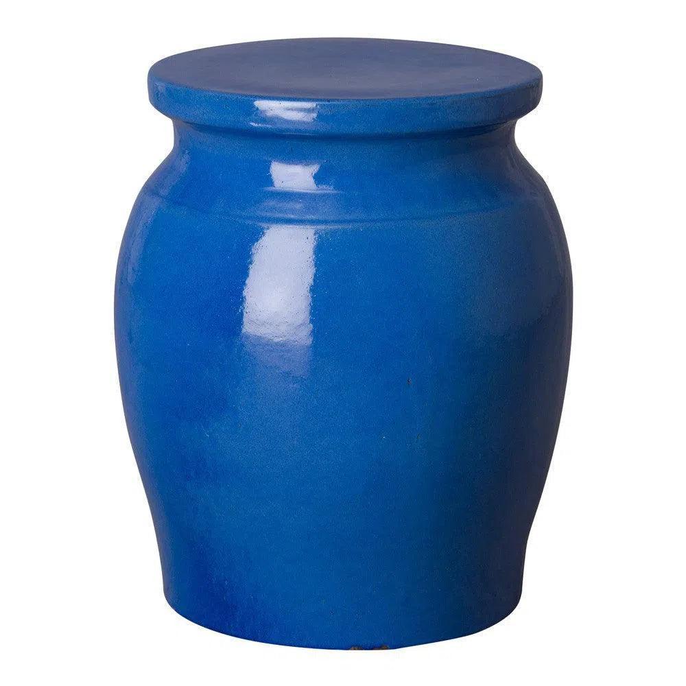 22 in. Koji Ceramic Outdoor Garden Stool-Garden Stools-Emissary-Blue-LOOMLAN