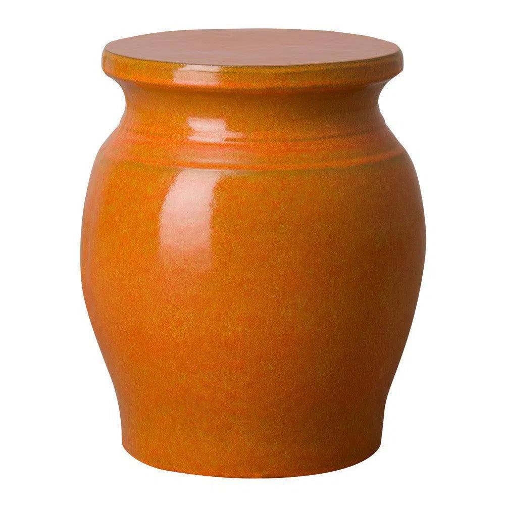 22 in. Koji Ceramic Outdoor Garden Stool-Garden Stools-Emissary-Bright Orange-LOOMLAN